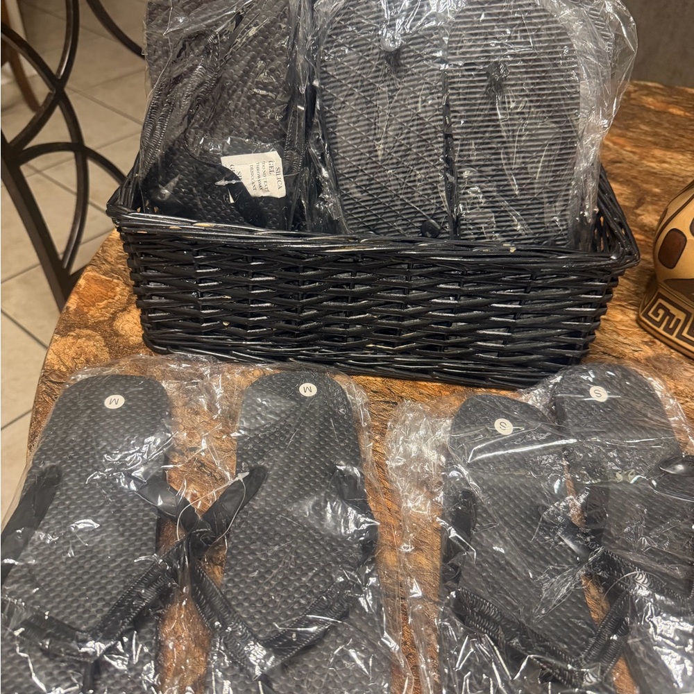 Black Flip Flops with Logo
